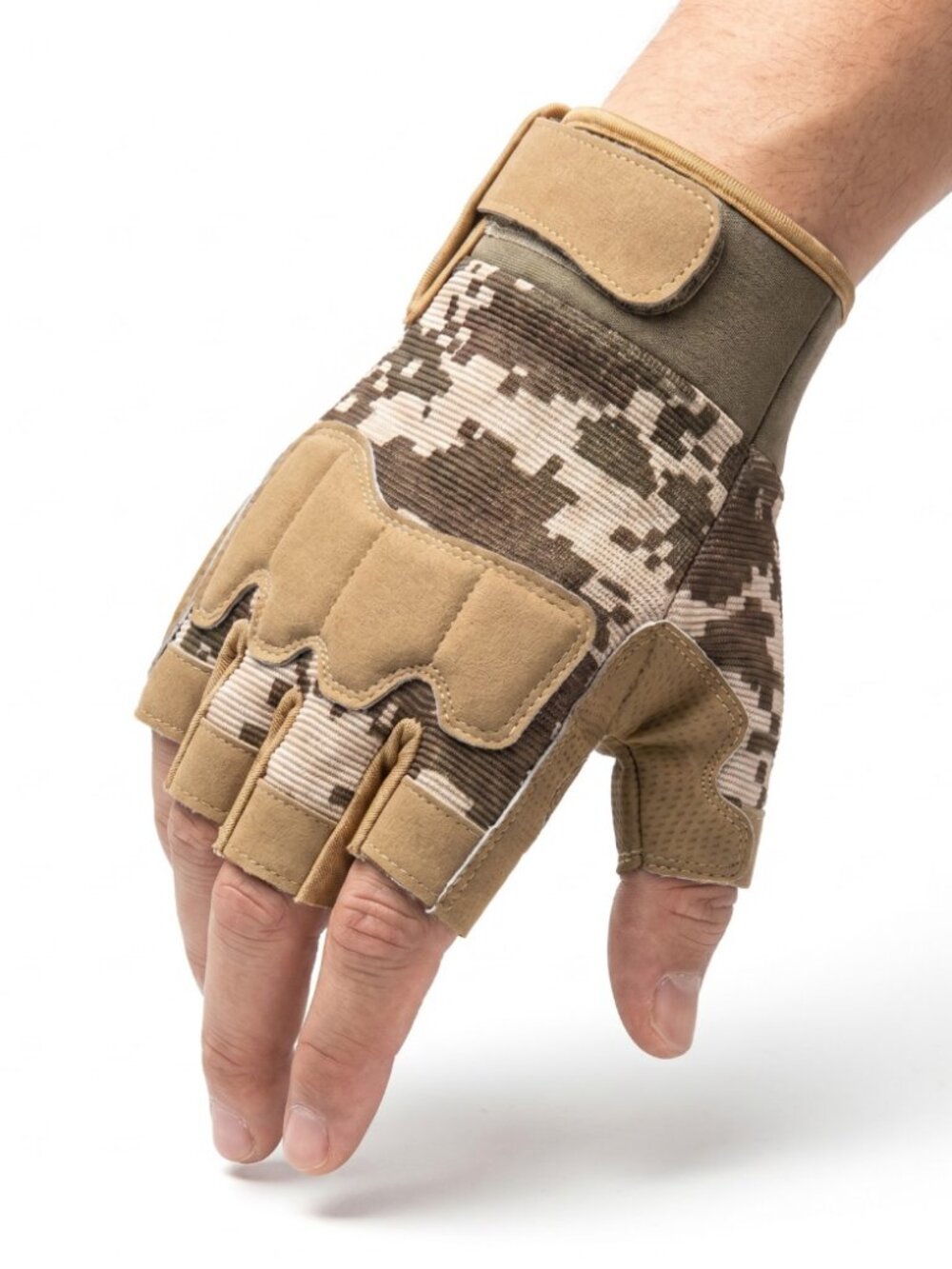 Digital Pixel Camo Tactical Grip Gloves - Fingerless